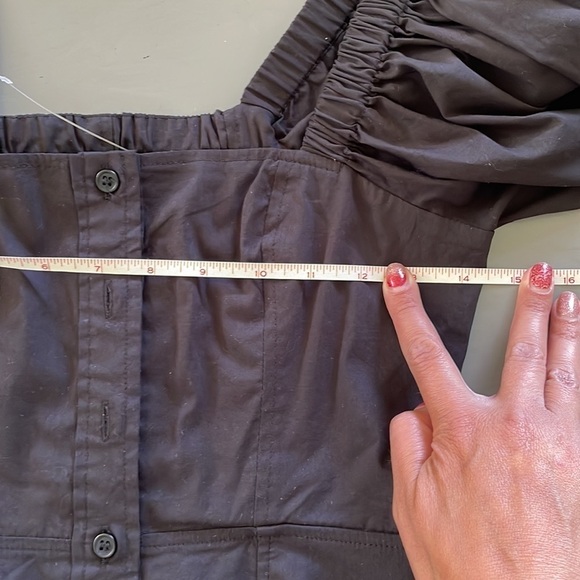 Danielle Bernstein Black Puff Sleeve Button Down Mini Dress - Picture 8 of 10